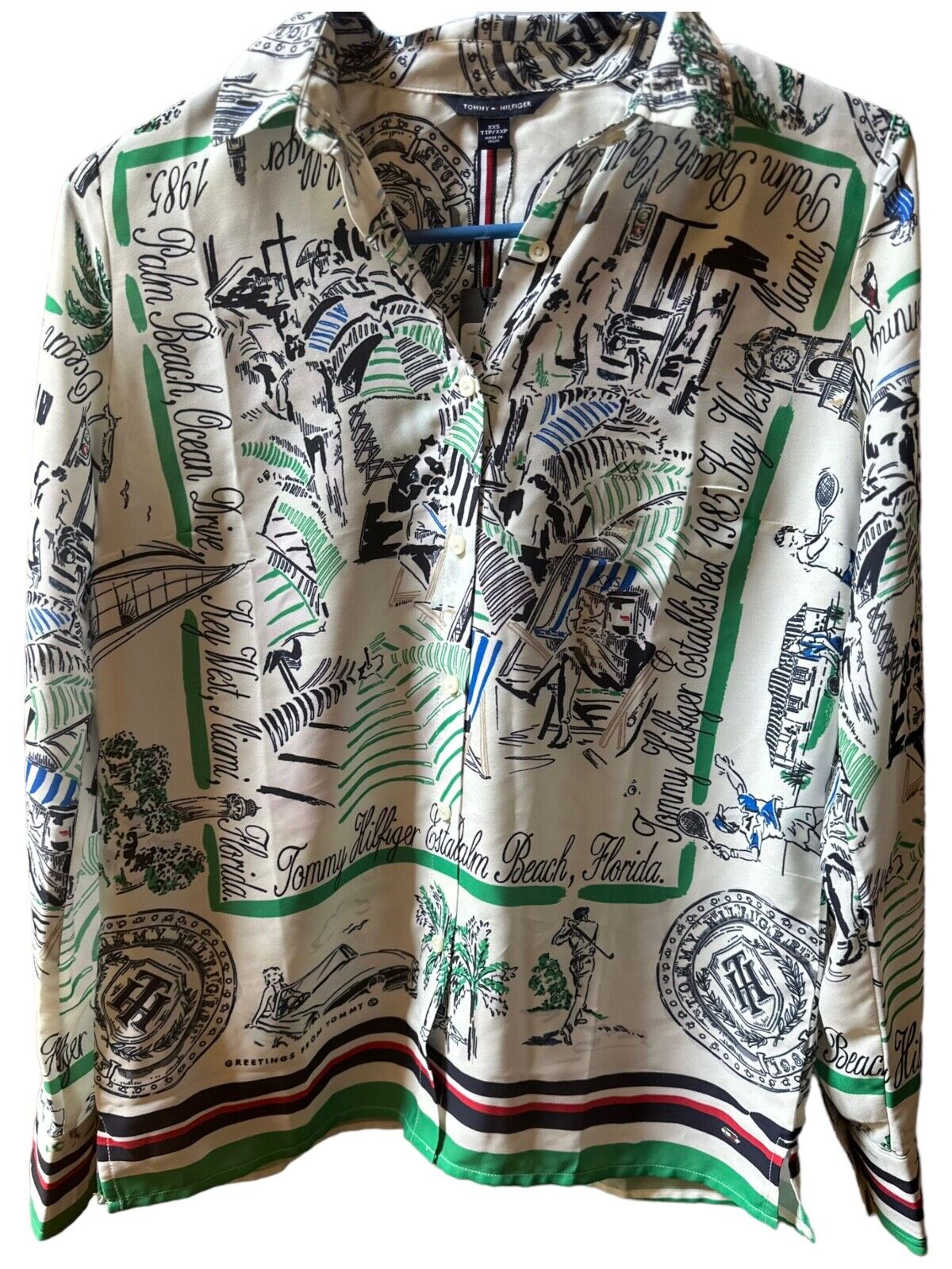 Tommy Hilfiger women's graphic-print shirt collared long sleeve Florida  size XXL