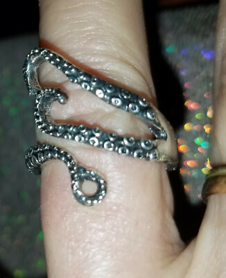 Kraken Octopus Arms Adjustable Ring Silverplated Pewter Finish Steampunk Gothic