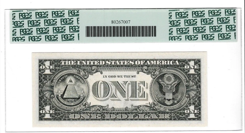 1981 A  $1  Federal Reserve note BINARY FLIPPER  Serial 99988899 PCGS 68 - Image 3 of 3