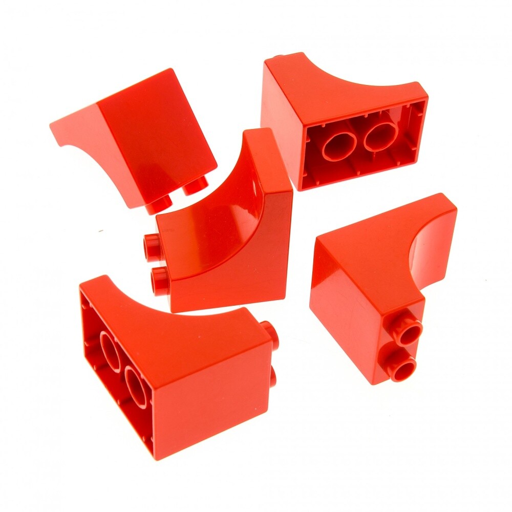 5x Lego Duplo Roof Brick Red 2x3x2 Curve for Set 6157 10514 9064