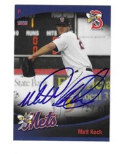 Matt Koch Signed 2015 Binghamton Mets Team Issued Card 