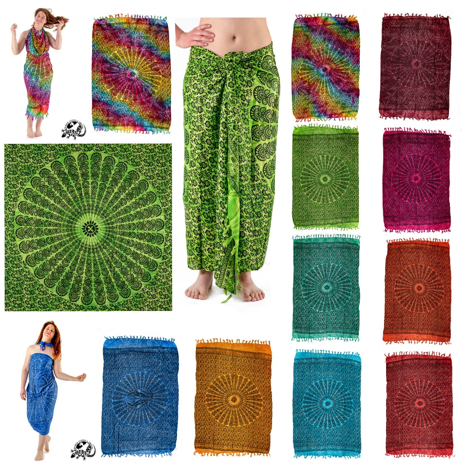 Sarong + Gratis Sarongschnalle Wickeltuch Strandtuch Wickelrock Sari Pareo Lungi