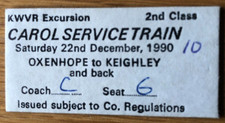 KEIGHLEY & WORTH VALLEY RAILWAY EDMONDSON CAROL SERVICE TRAIN TICKET-3332 - 1990