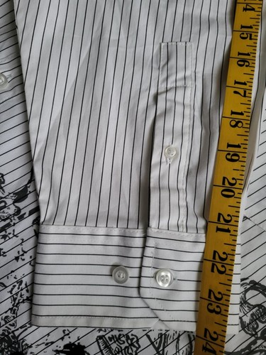 NWT BRUNO Shirt Mens 3XLB Stretch Long Sleeve Button Up White Stripe Embossed - Picture 11 of 12