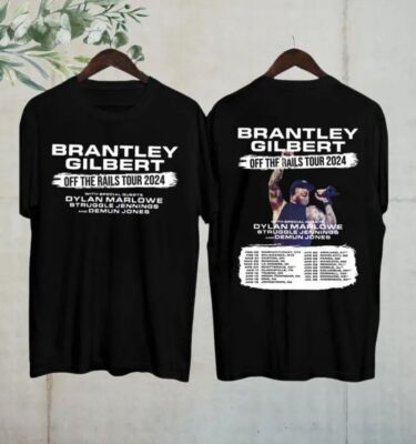 Brantley Gilbert Off The Rails Tour 2024 Shirt, 2 Sided T-Shirt