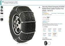 Security Chain Company SC1034 Radial Chain Cable Traction Tire Chain - Set of 2
