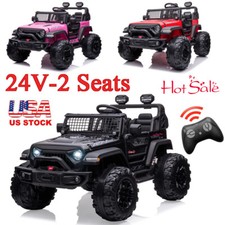 2 Seats Kids Ride On Toy Car 24V Electric Vehicles Remote Control LED Bluetooth