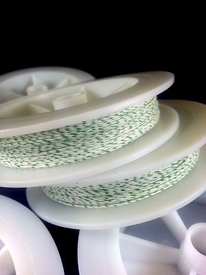 (1) White w/ Green Genuine Irish Linen Single Pool Billiard Cue Wrap Spool