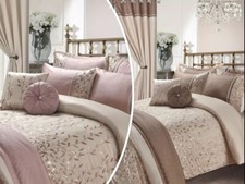Elegant Embroidered Bedding Set Duvet Cover Cushion Throw Shams Pillows Curtains