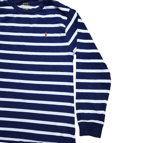 Polo Ralph Lauren T-Shirt XL (18 - 20) Blue Youth Striped Crew Neck Long Sleeve - Picture 4 of 19