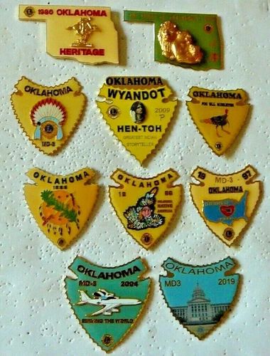 Lions Club Pins - Miscellaneous Pins from OKLAHOMA  (LOT OF 10) 