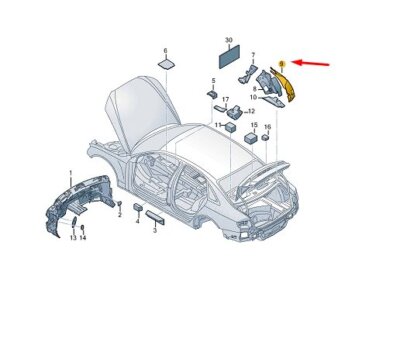 Audi A4 B9 Seitenwand Schalldämpfer hinten links 8W0864799A NEU ORIGINAL