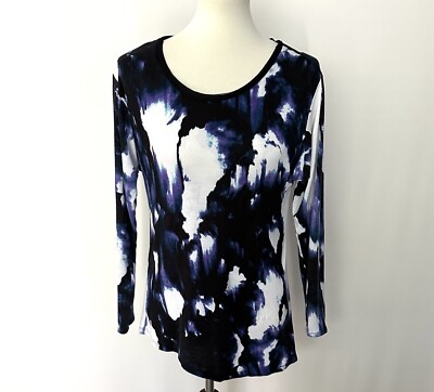 Simply Vera Wang Tunic Top Multicolor Abstract Watercolor Stretch