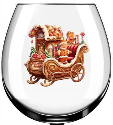 X12 Weihnachten Lebkuchen Schlitten Glas Vinyl Aufkleber Sticker Farbe zx658