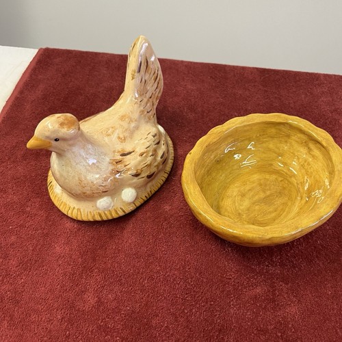 Vintage Ceramic Chicken Hen on Nest Trinket Candy Dish w/ Lid - Picture 4 of 17