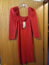 Womens Lily Rose Sweater Dress Red Large Square Neck Long Sleeve