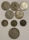 Canadian Coins - Silver - Lot (9) - 1906-1958 Dimes, Quarters, Half Dollar