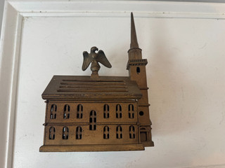 Antique Cast Iron New England Church Bank with eagle