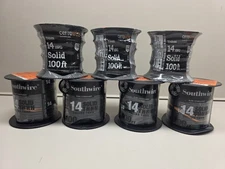 (1) NEW Cerrowire/Southwire 100' 14 AWG Solid Copper THHN Wire, Black