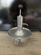 Vintage Park Sherman Pump Liquor Dispenser Glass Stainless MCM Cocktail Bar 