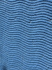 Vintage bright turquoise 1960s fringed chenille blanket, vintage French blanket