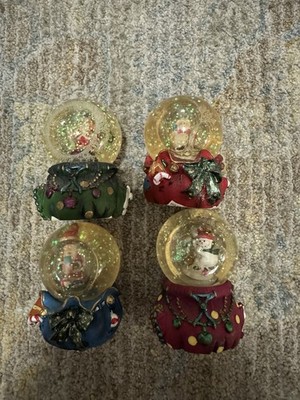 Vintage Christmas Mini Snow Globe Lot Santa Snowman Resin Decor CVS