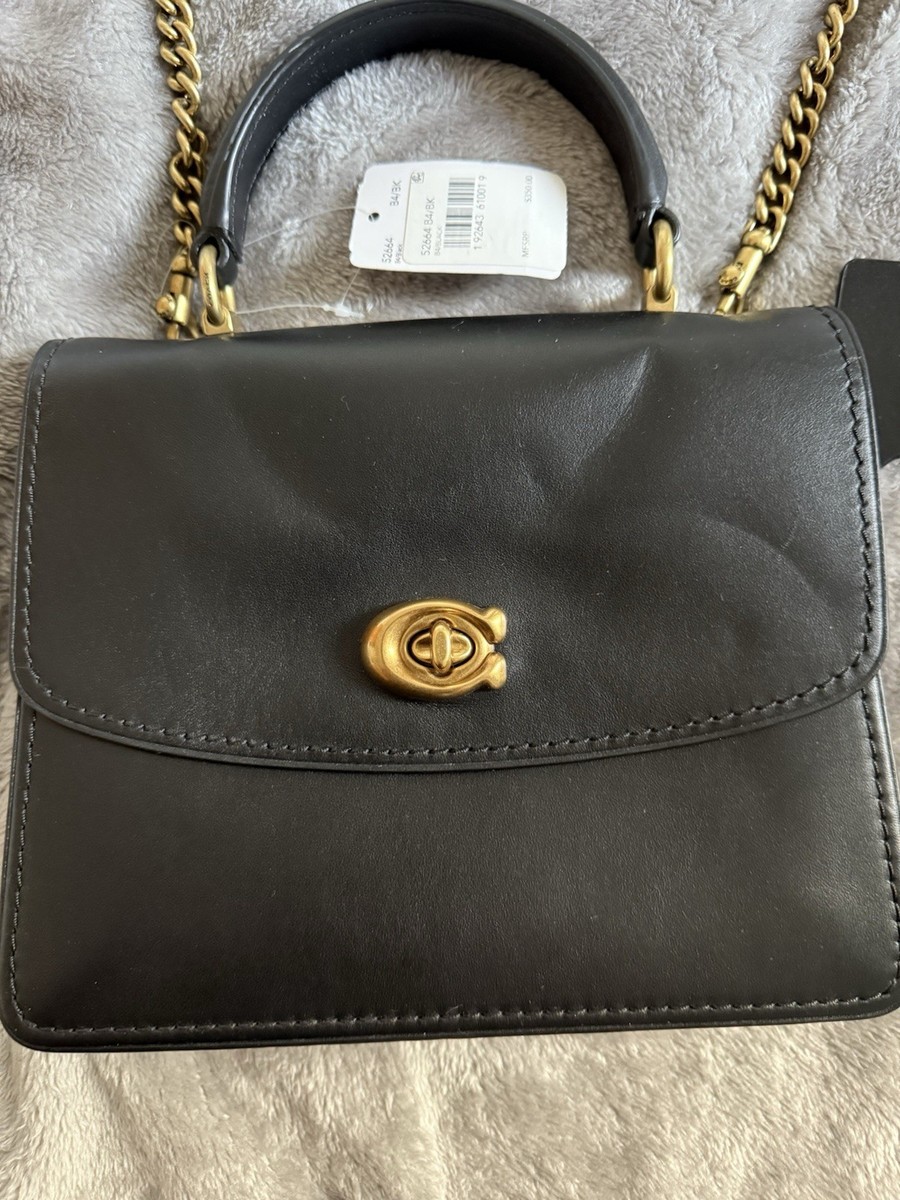 Coach Parker Leather Top Women Handle Bag - Black for sale online