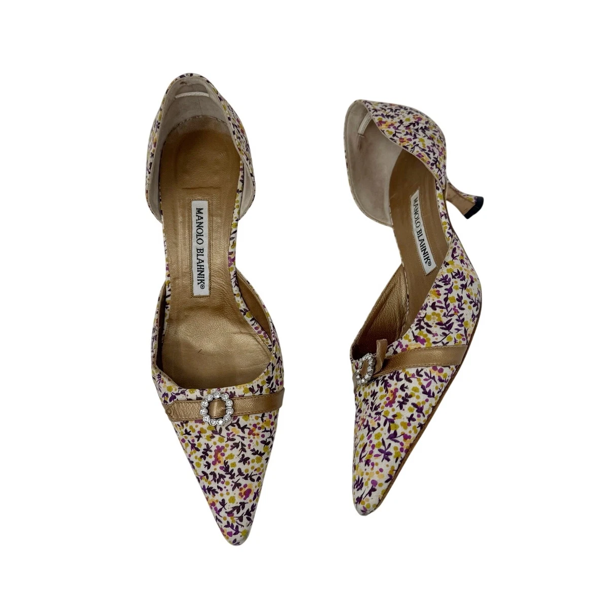 Manolo Blahnik Floral Mid (2-2.9 in) Heel Height Heels for Women