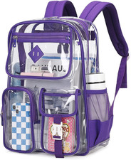 Clear Backpack for School,Heavy Duty PVC Transparent Bookbag for Girls Stadium A