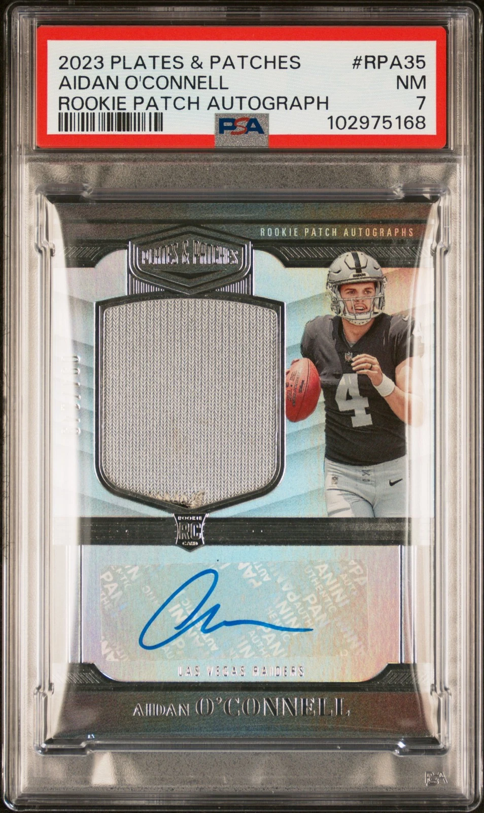 Aidan O'Connell Panini Plates & Patches Rookie Patch Autographs #RPA35 Base