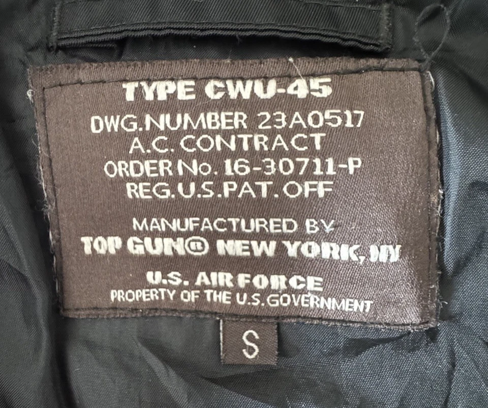 Top Gun Air Force CWU-45 Bomber Flight Jacket w/Patches Men’s S - Image 3 of 4