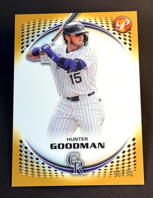 2026 Topps Pristine Rockies Hunter Goodman #123 Gold Refractor 50/50 Bookend
