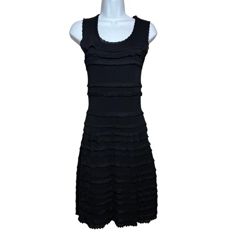 Christian Dior mini abito nero senza maniche con volant tg. S 4