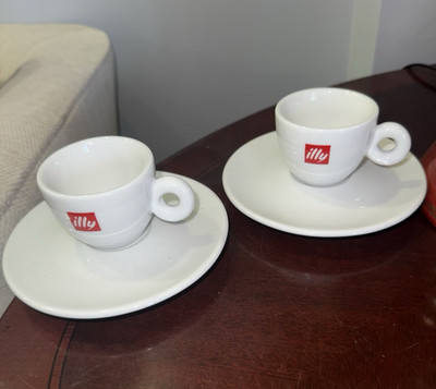 SET (2) ILLY LOGO 3OZ ESPRESSO CUP & SAUCER BY MATTEO THUN NEW