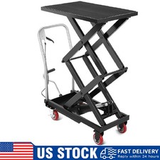 59" Hydraulic Table Cart ,770 Lbs Manual Double Scissor Lift Table with Wheels