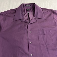 Arrow Men  s Dress Shirt Fitted 18  34/35 XXL Purple Sateen Cotton/Poly Reduce S H
