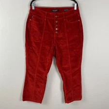 Judy Blue Corduroy Pants 14W Rust Red Ankle Straight High Waist Style JB88516