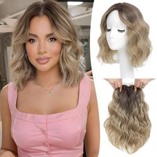 Ms Taj 11 Inch Short Wavy Hair Topper Women Thinning Hair, Natural Synthetic
