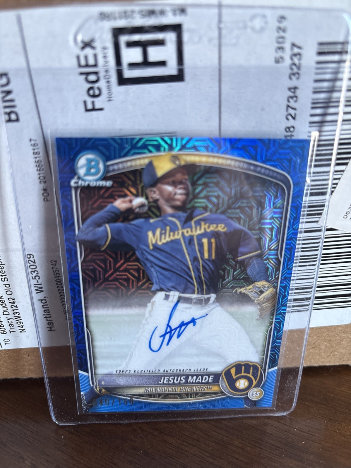 2025 BOWMAN CHROME MEGA BOX JESUS MADE BLUE REFRACTOR AUTO RC /150 #BMA-JM