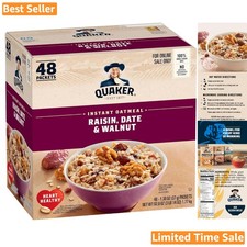 Instant Oatmeal, Raisin, Date  Walnut - 48 Packets for Quick Healthy Breakfast