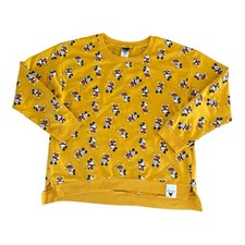 Disney Mickey Mouse Sweatshirt Women's XL Yellow All Over Print Crewneck