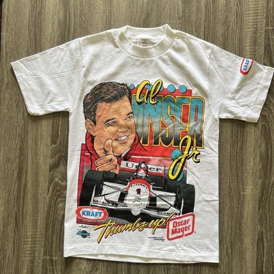 Vintage Al Unser Jr Racing T Shirt Thumbs Up Size Small White