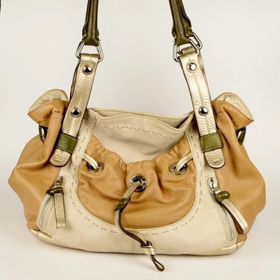 Y2K Metallic Bronze Leather Slouch Purse With Animal Cheetah Leopard Interior