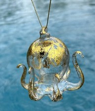 Gold Octopus Ornament- Christmas Ornament- Nautical