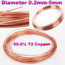 99.9 Pure T2 Copper Wire Round Solid Uncoated Conductive Cu Wires Dia 0.2mm-5mm