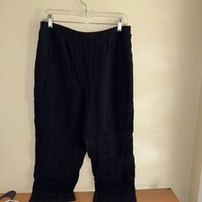 Jamie Brooke Women Linen Pants Sz 1X Black Cropped
