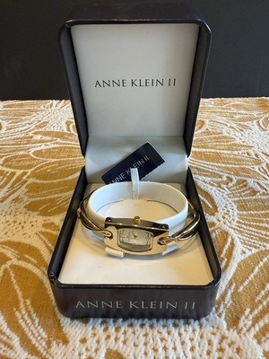 Anne Klein II Gold Tone Bangle Watch NOS New Battery Box Papers Unworn