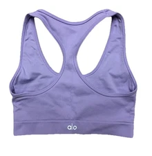 Alo Yoga Seamless Ribbed Sports Bra Purple Lavender Racerback Gym Running Size S