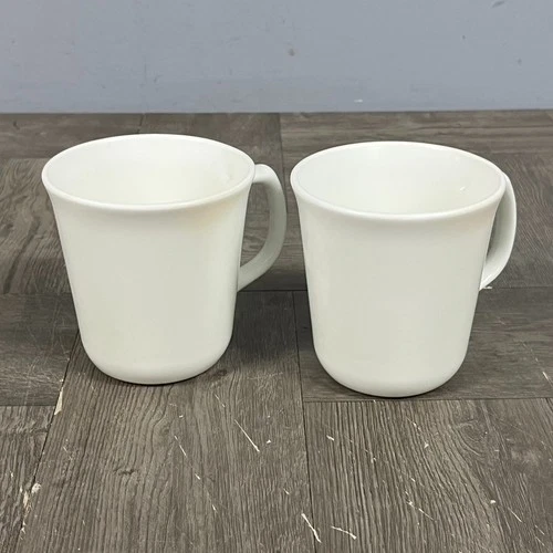 2 Vintage Corning USA Winter Frost White Coffee Tea Cups Mugs D Handle