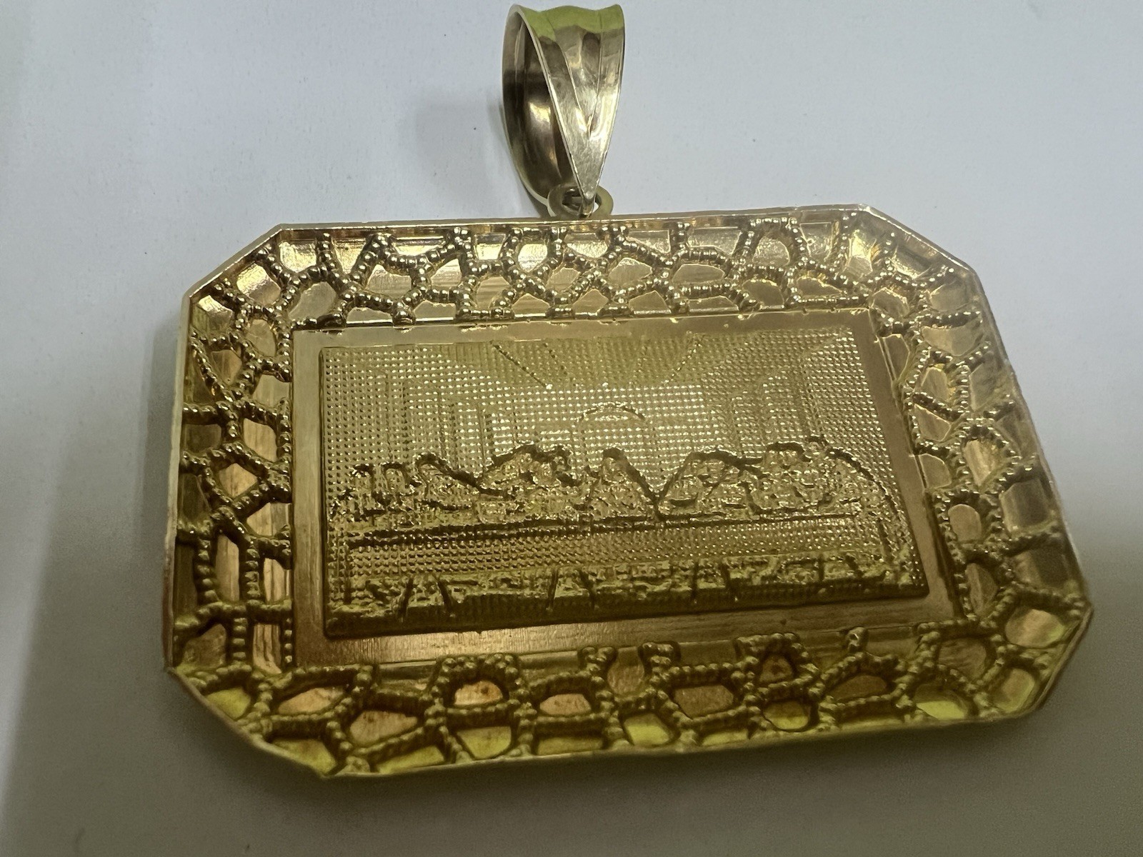 Rectangle Last Supper Textured Nugget  Pendant Re… - image 7